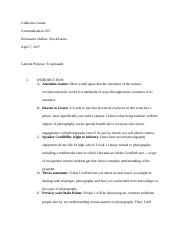 Illustrative PwnHero archive thumbnail for Persuasive Speech Outline; source document not shown