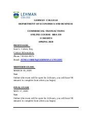 Illustrative PwnHero archive thumbnail for commercial transactions SPRING 2020 syllabus; source document not shown